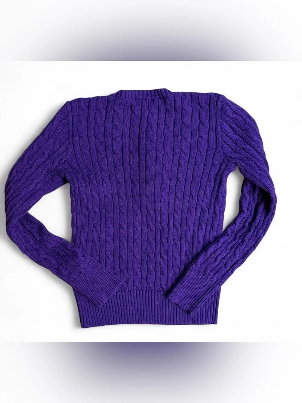 Ralph Lauren Girls XL 16 Purple Cable Knit Sweater Polo Pony Preppy Classic